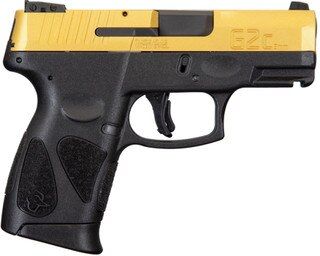 Taurus USA G2C 9mm Handgun has a black frame and gold PVD slide